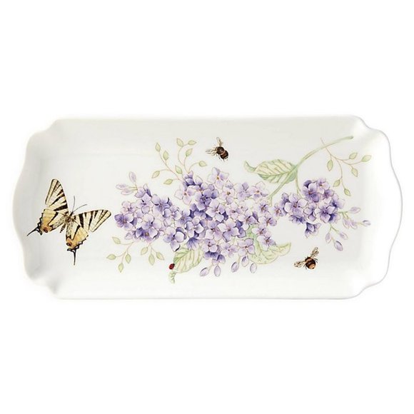 new in box Lenox Swallowtail Butterfly Meadow 9.75" Porcelain Tray Lilac Floral - Picture 1 of 10